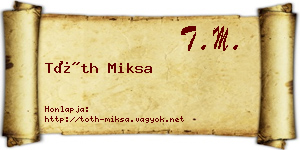 Tóth Miksa névjegykártya